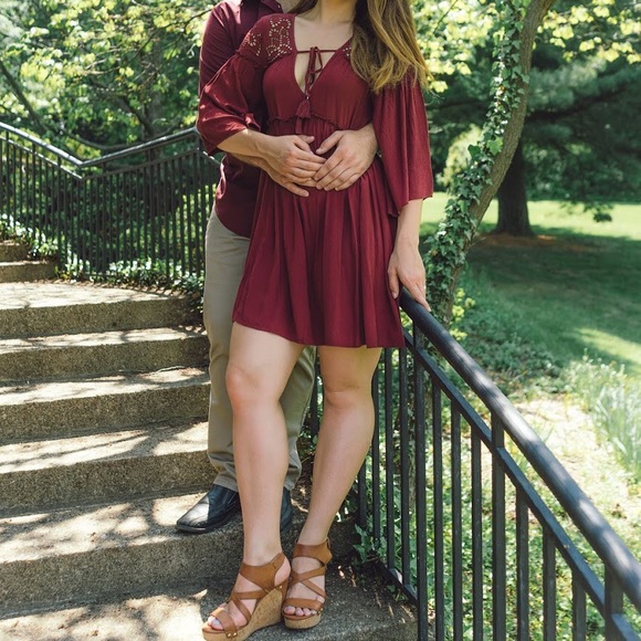 Boho burgundy red dress - Picture 4 of 4